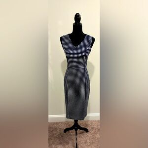 Agnes & Dora Navy and White Gingham Sheath Dress - Size Extra Large